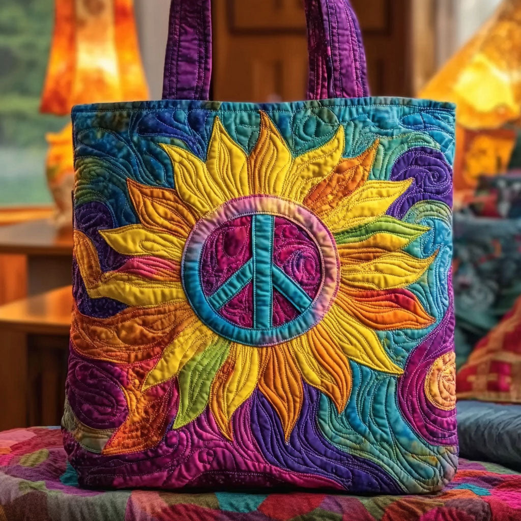 Zonnige Vrede Zonnebloem Gequilt Tote Bag