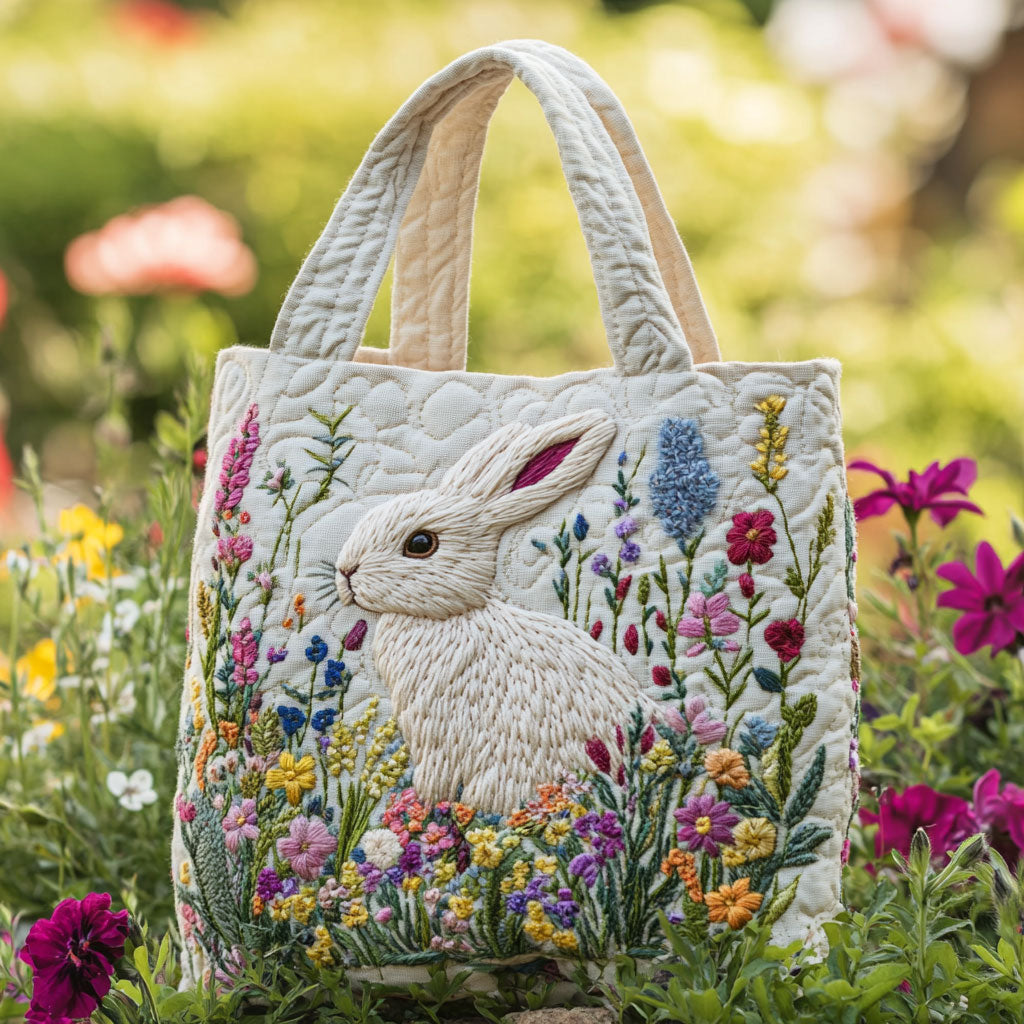 Bunny Garden Gevoerde Tote Bag