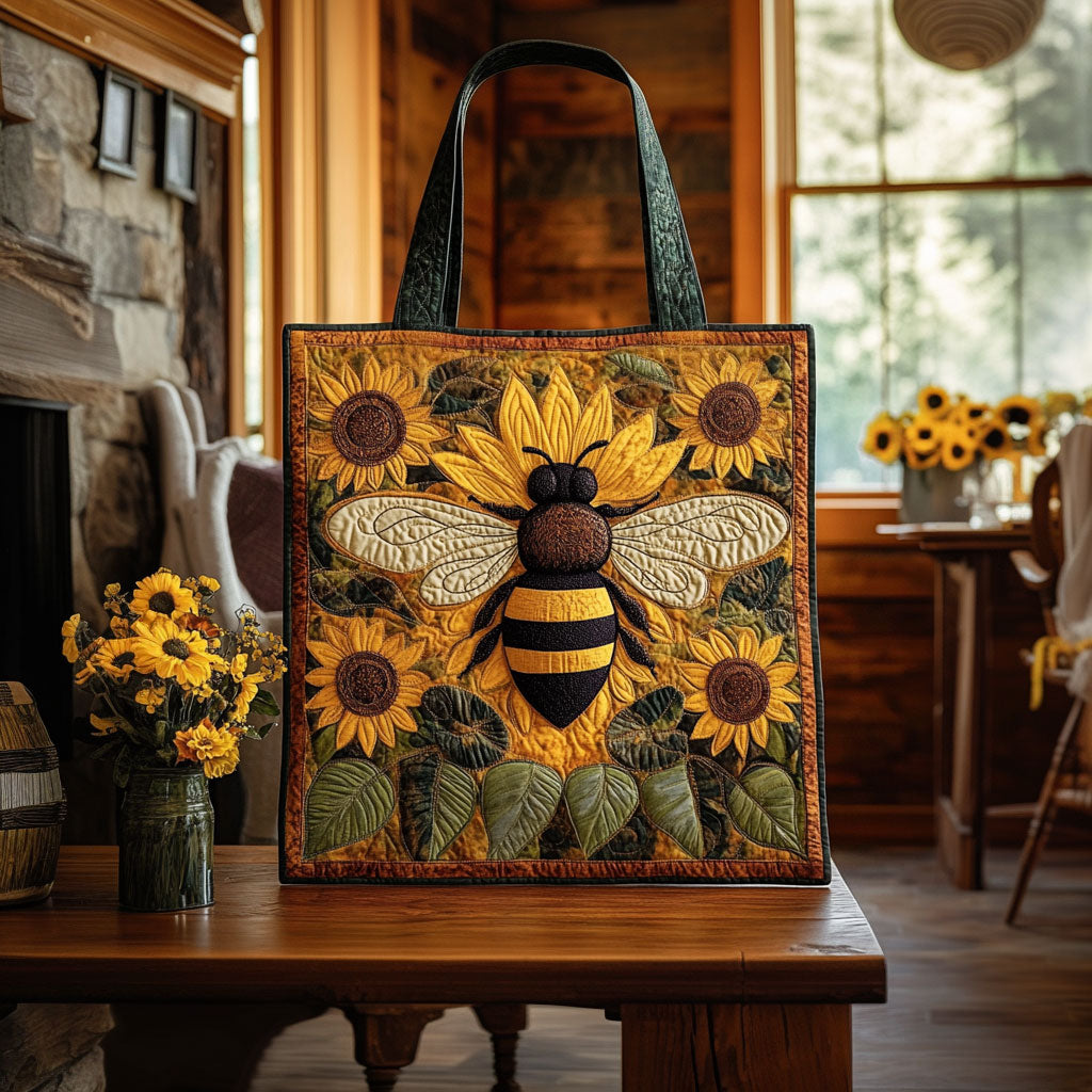 Zonnebloem en Bij Gequilt Tote Bag