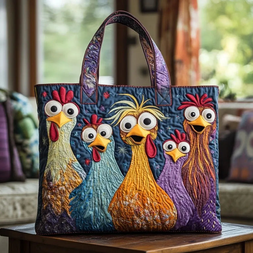 Artisan Tas - Vijf Kleurrijke Kippen
