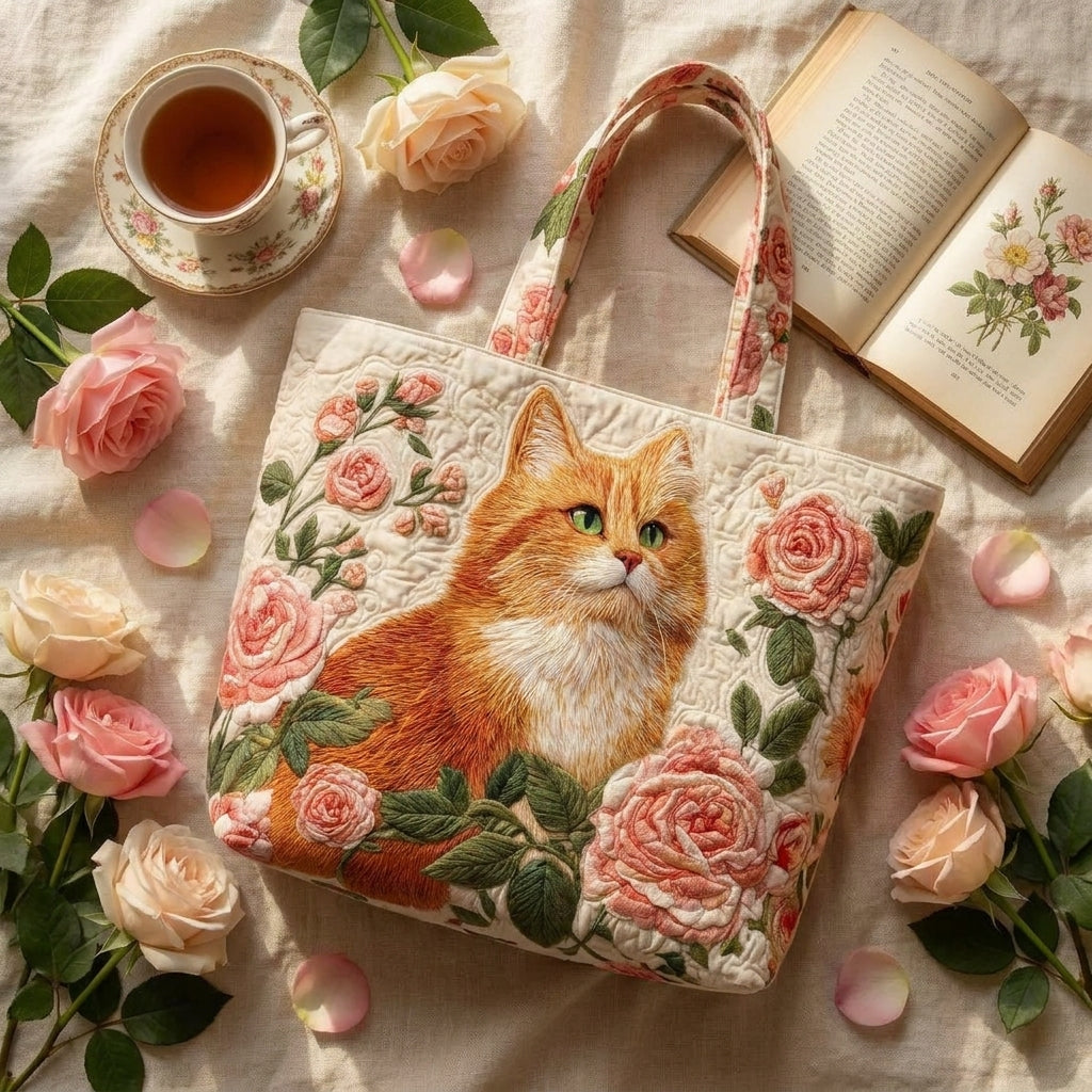 Artisan Tas - Oranje Kat met Rozen