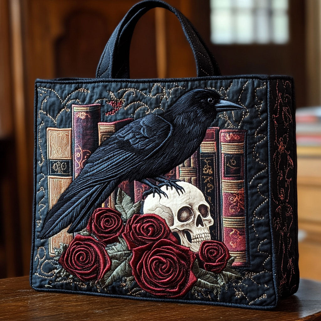 Mystieke Raaf Boek Gequilt Tote Bag