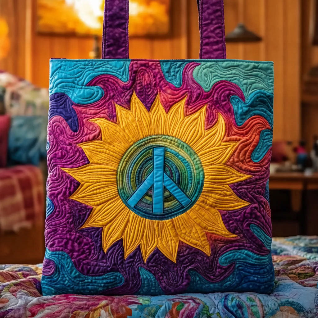 Hippie Zonnebloem Gequilt Tote Bag