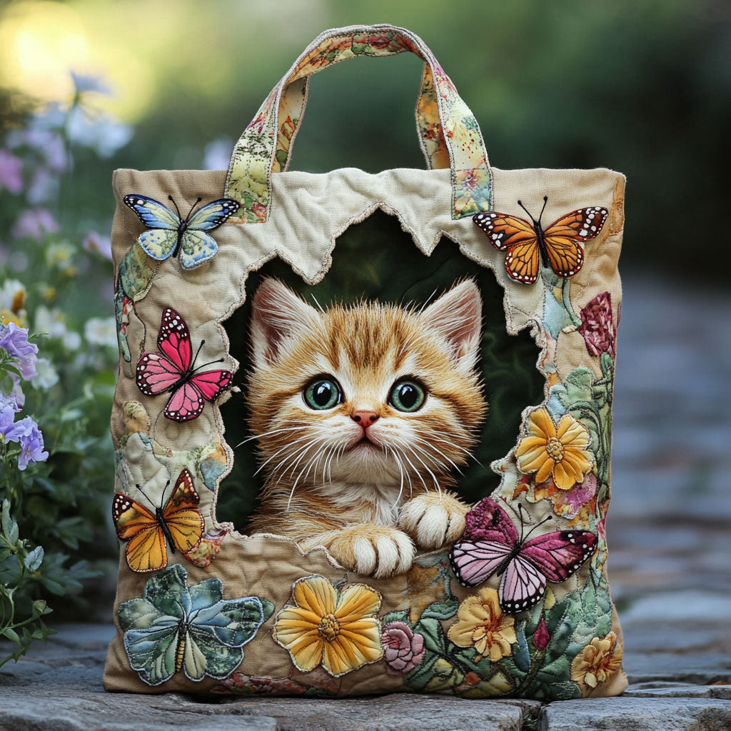 Vlinder Kat Gequiltede Schoudertas
