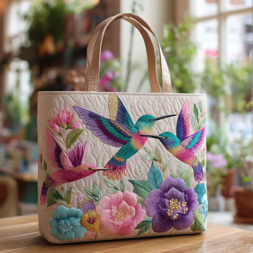 Kolibrie Bloementuin Gequiltede Tote Bag