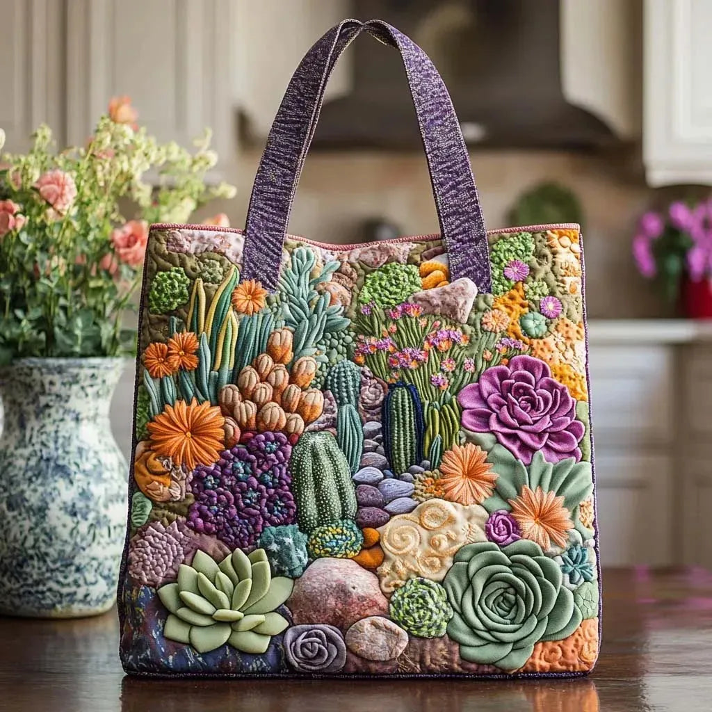 Ambachtelijke Tote Bag - Succulenten Tuin