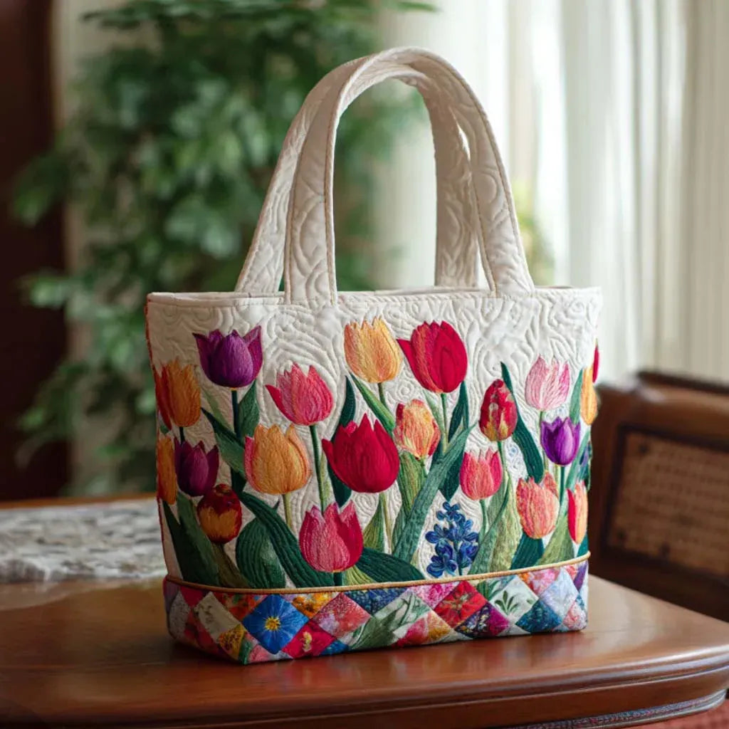 Gequilted Tote Bag - Tulpen Tuin