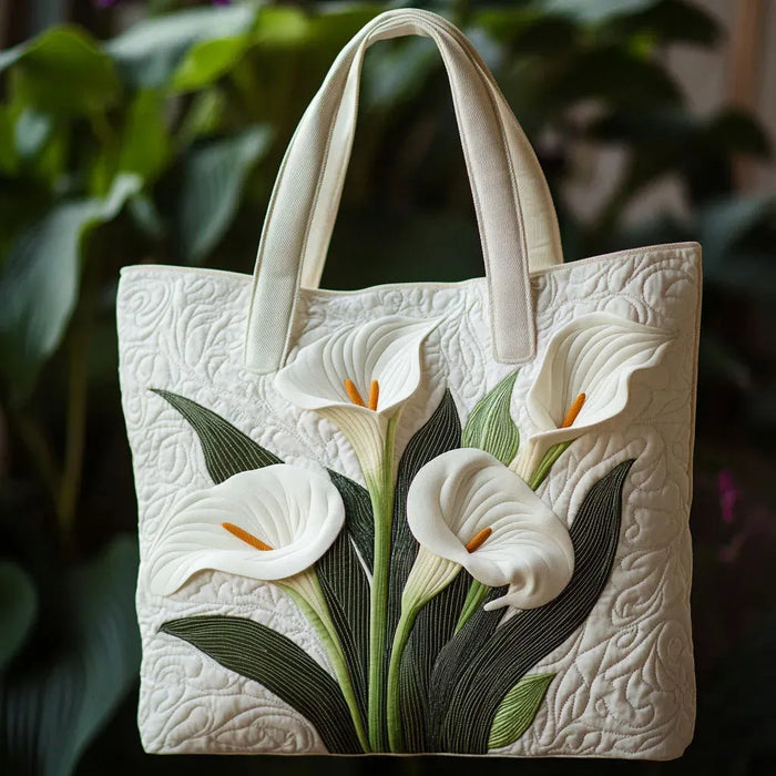 Gequilte Artisan Tas - Witte Lelies