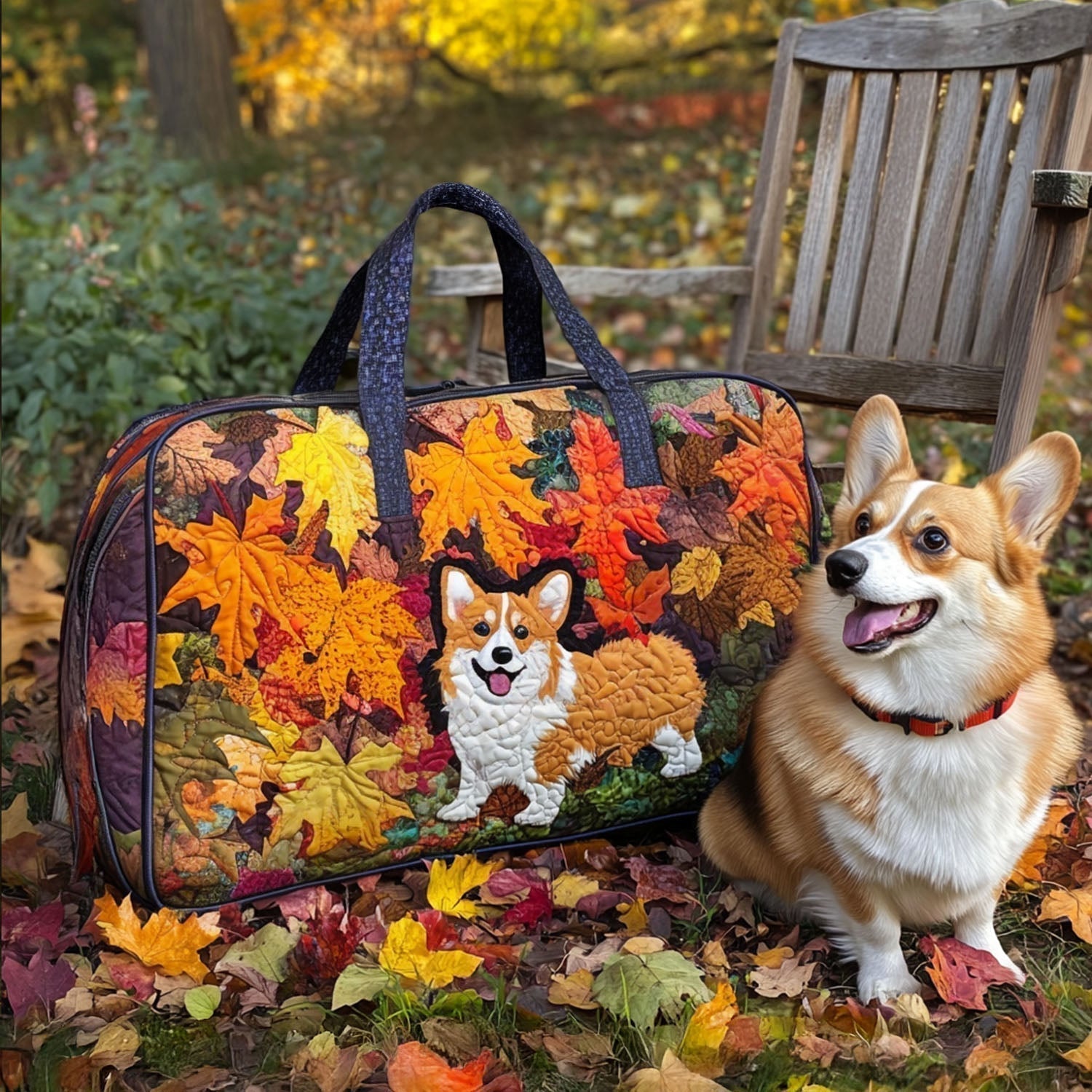 Crisp Breeze Corgi Gequilted Duffle Bag