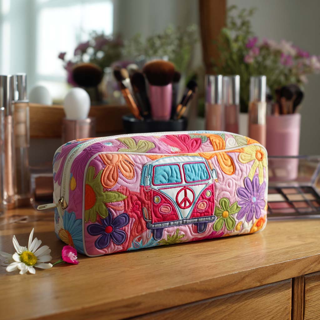 Groovy Bloom Ride Gequilte Make-up Tas