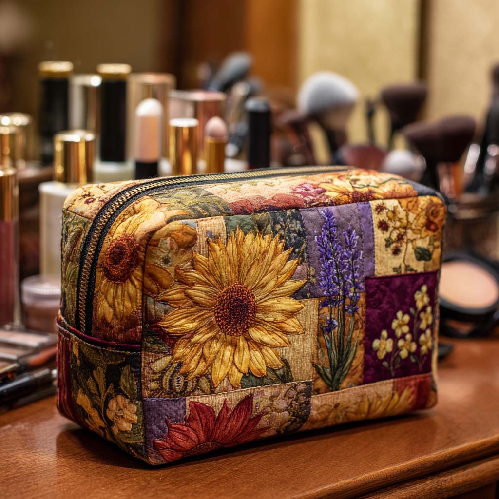Rustieke Zonnebloem Gequilt Make-up Tas