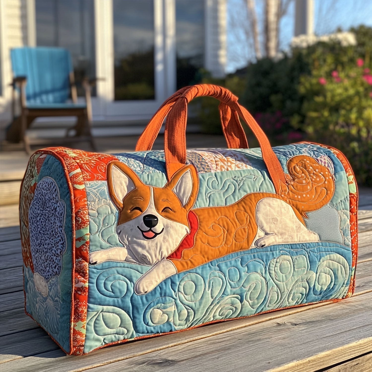 Glunderende Corgi Gequilt Duffle Bag