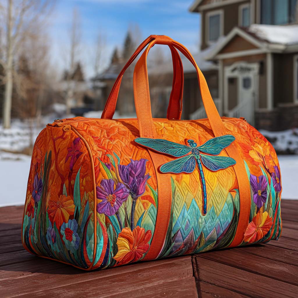 Vleugels en Wilde Bloemen Gequilt Duffle Tas