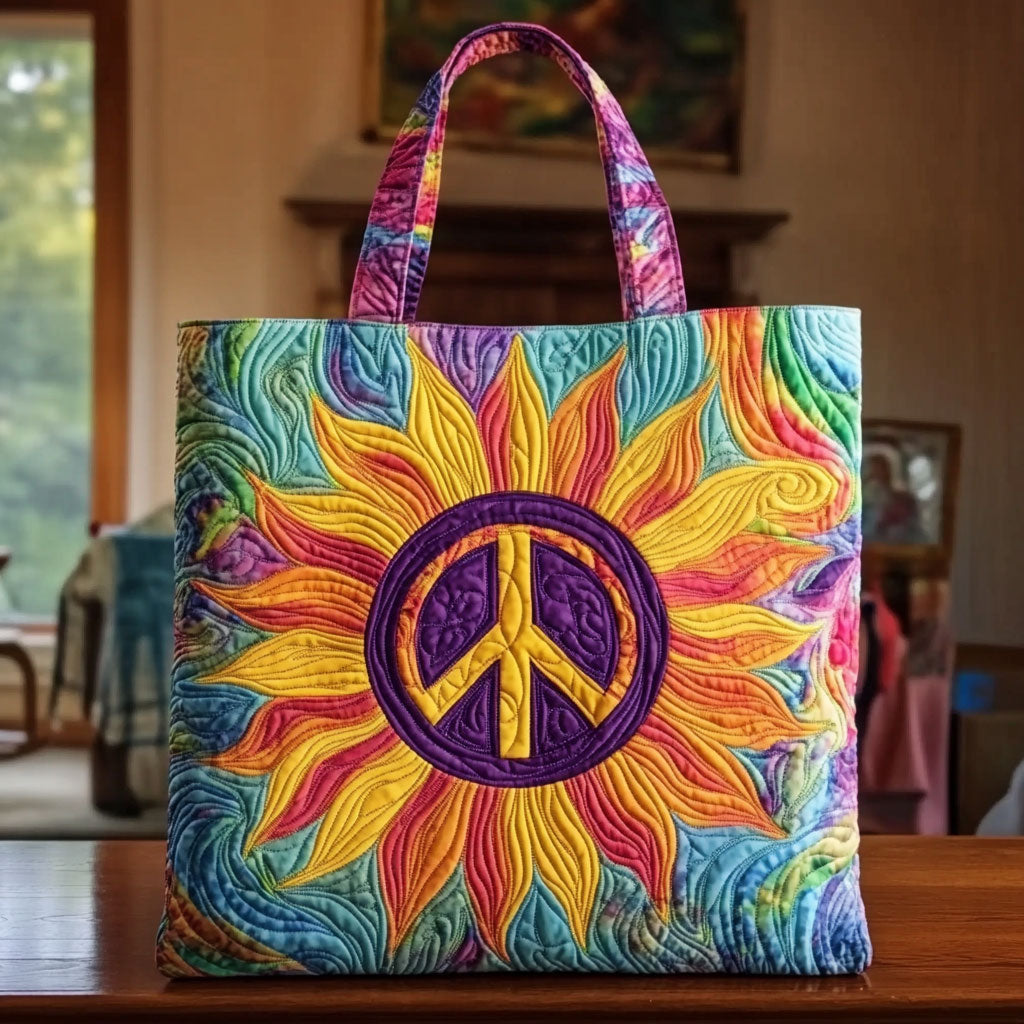 Stralende Vrede Zonnebloem Gequilt Tote Bag
