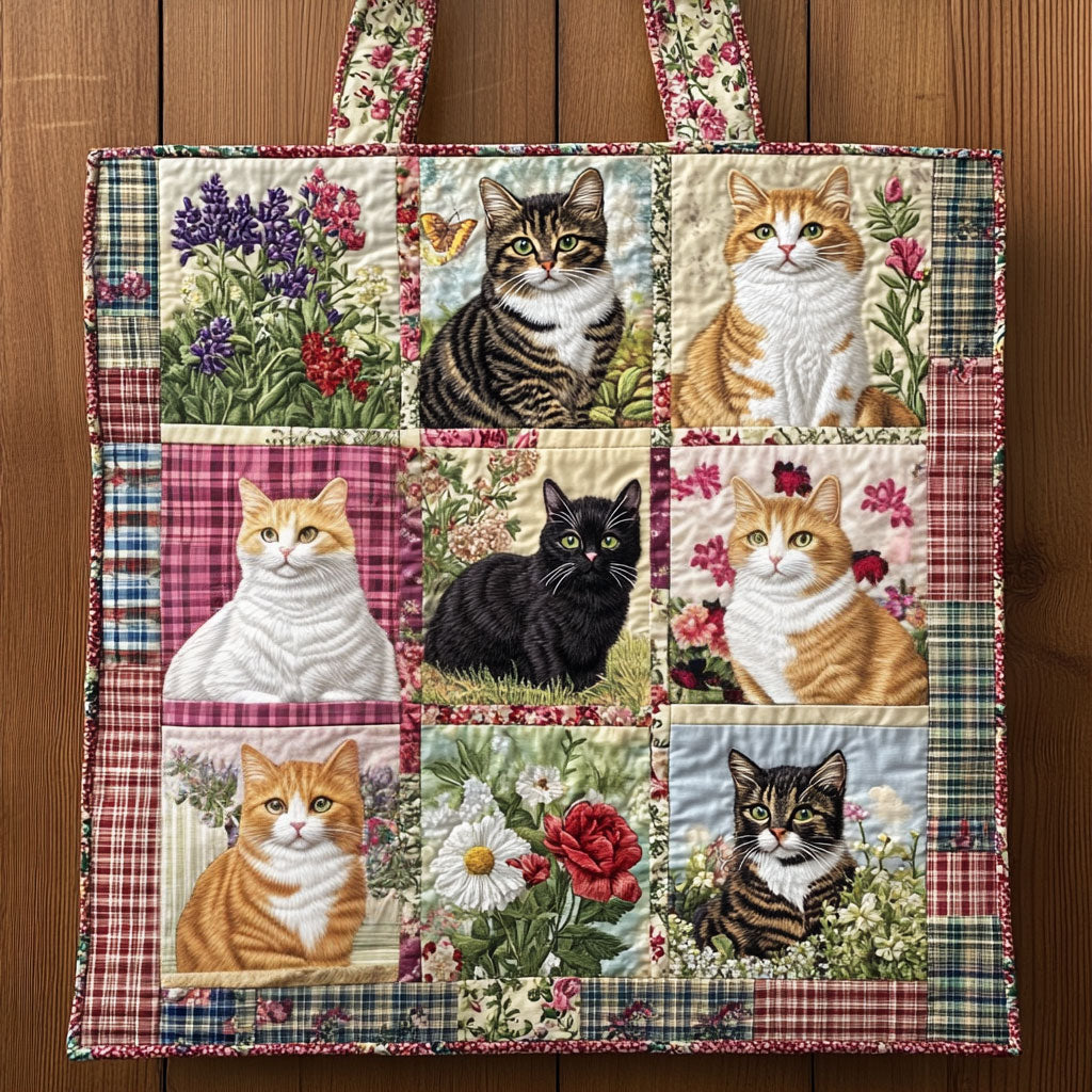 Zonnebloem Kat Gequiltede Tote Bag