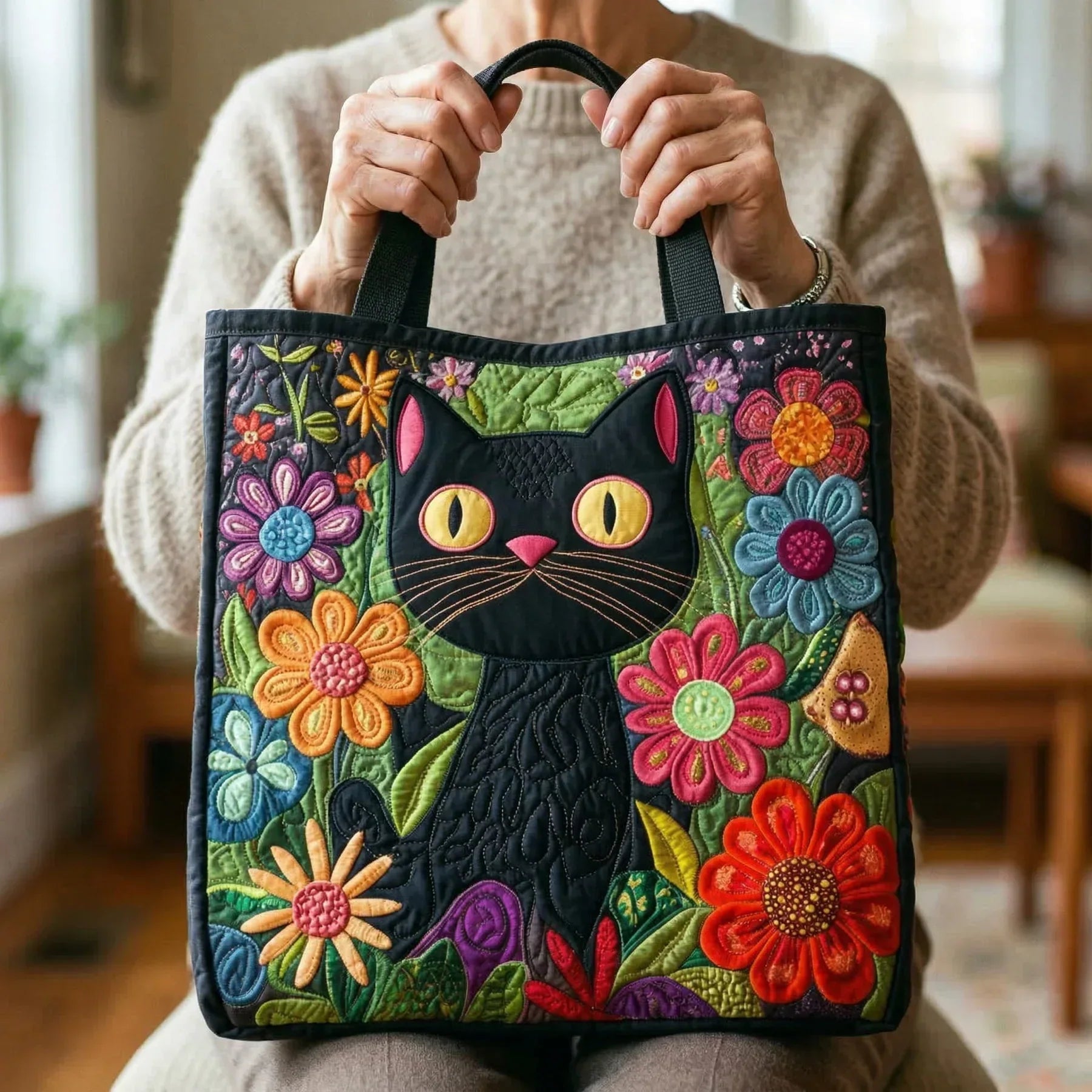 Gequilted Tas - Betoverde Zwarte Kat