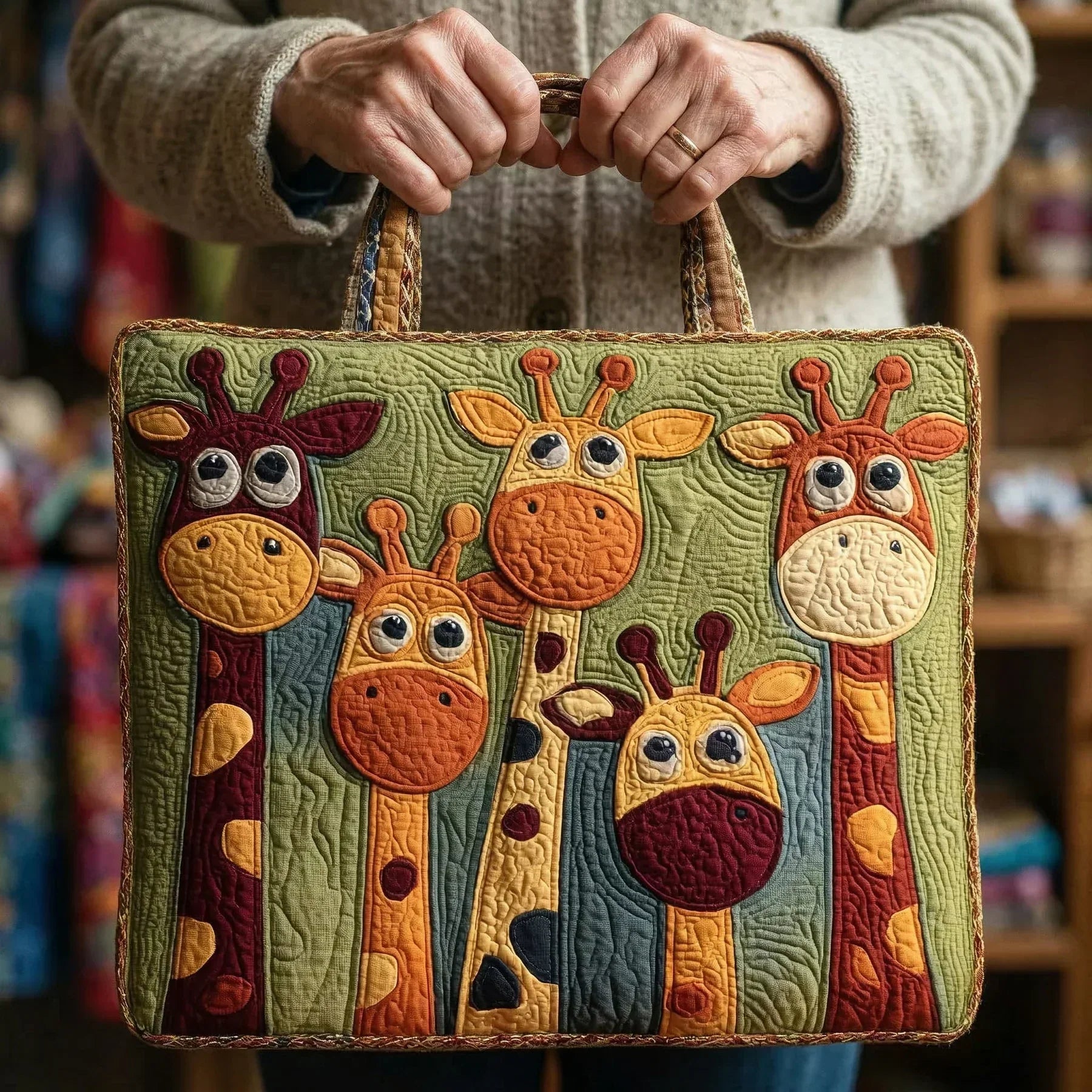 Gequilte Tote Bag - Giraffe