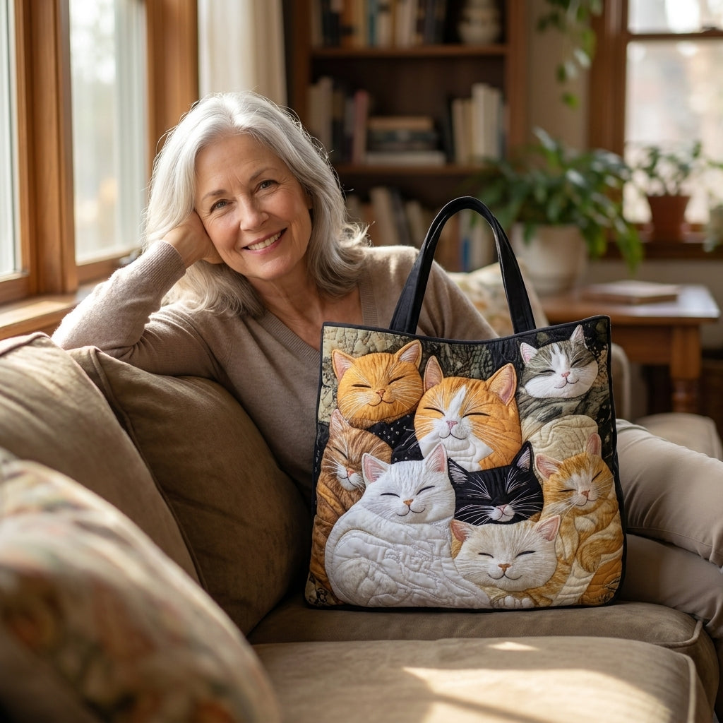 Ambachtelijke Gequiltte Tas - Slapende Kittens