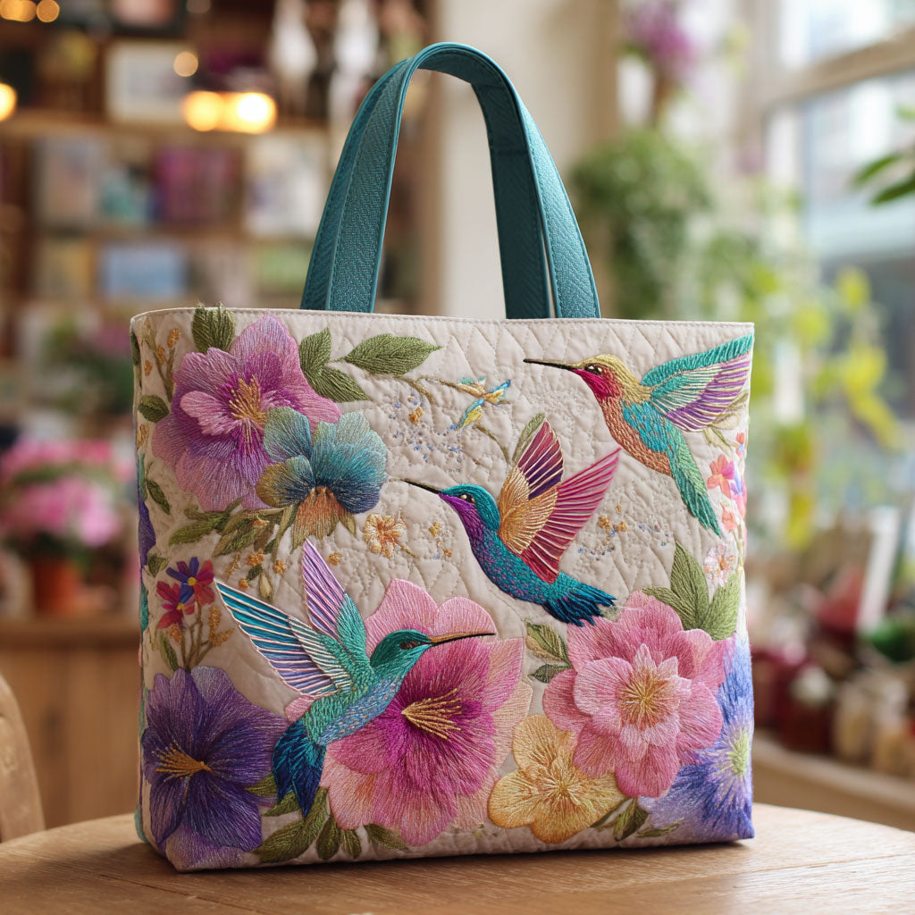 Hummingbird Tuin Bloem Gequilt Tote Bag
