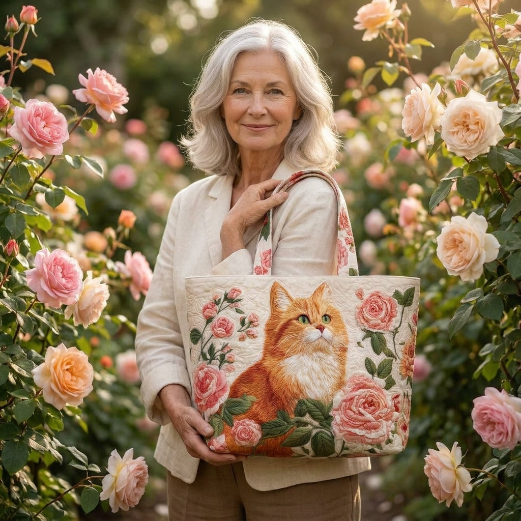 Artisan Tas - Oranje Kat met Rozen