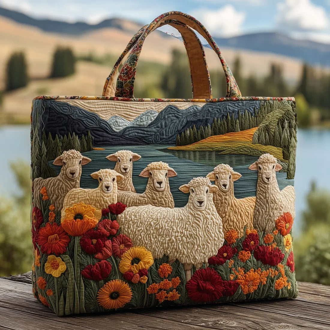 Ambachtelijke Tas - Schaap bij het Meer