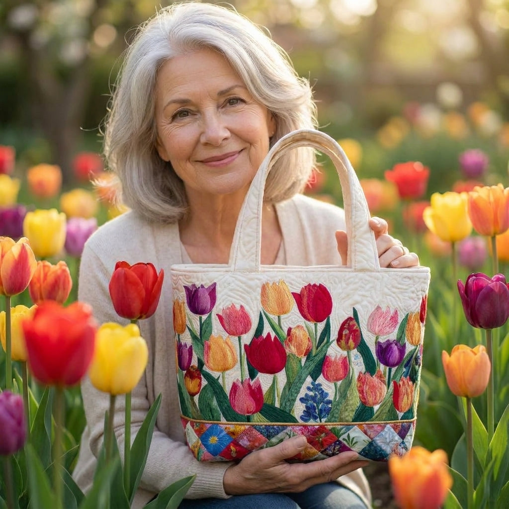 Gequilted Tote Bag - Tulpen Tuin