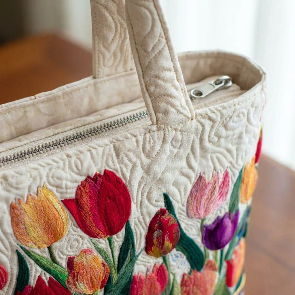 Gequilted Tote Bag - Tulpen Tuin
