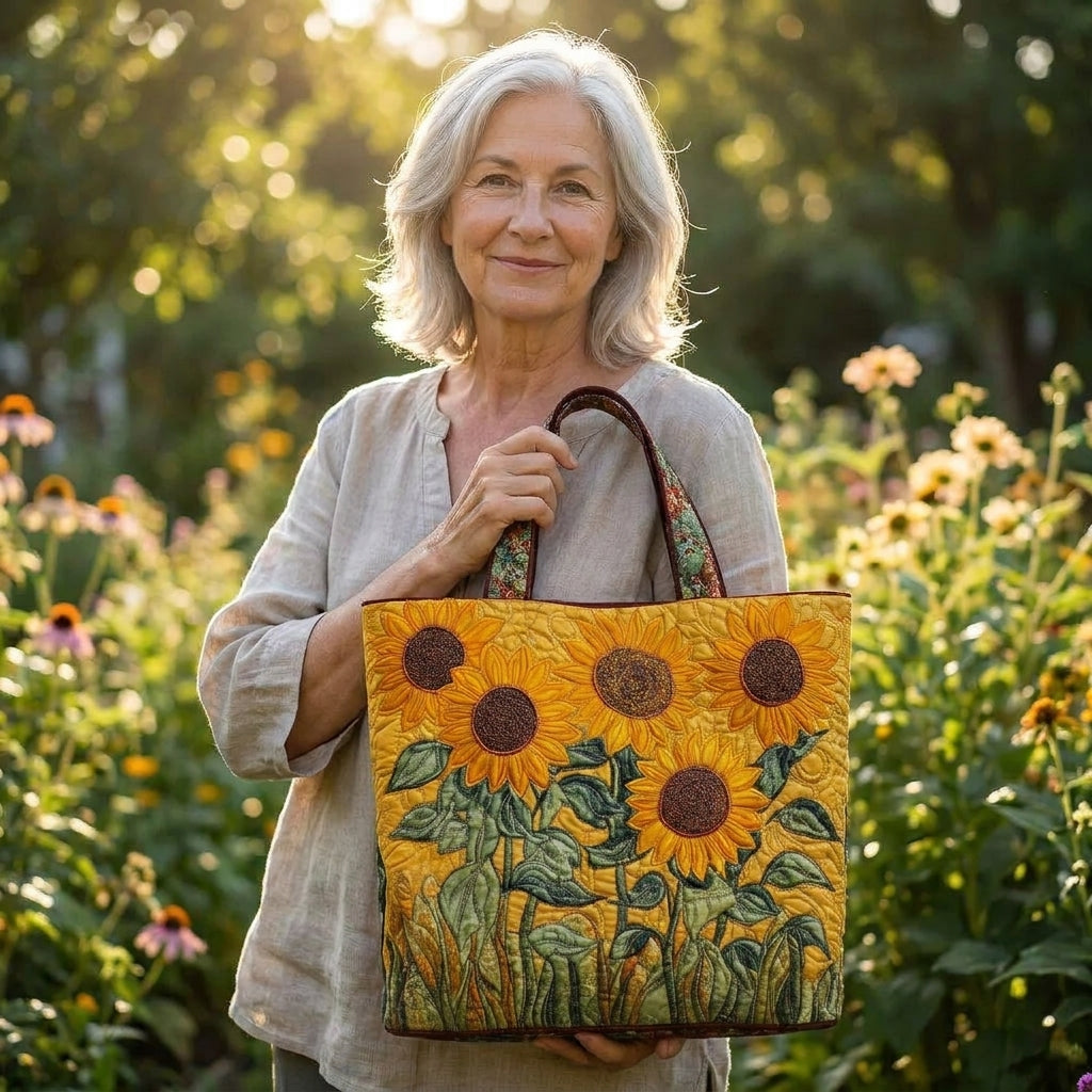 Klassieke Gequiltte Tas - Zonnebloemen