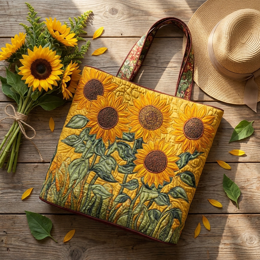Klassieke Gequiltte Tas - Zonnebloemen