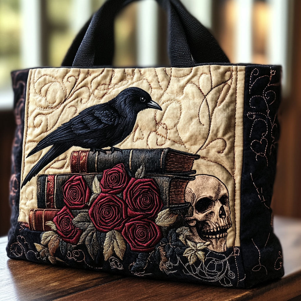 Mystieke Raven Rozen Gequilt Tote Bag