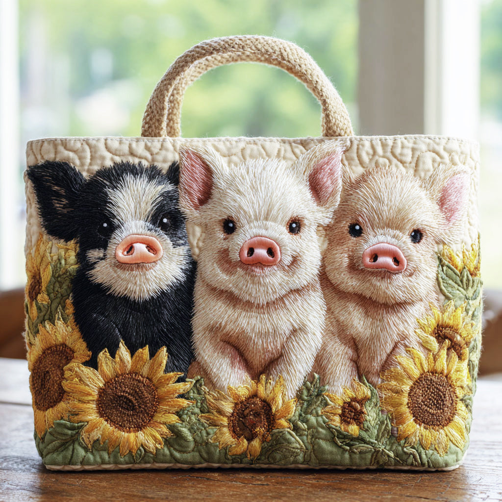 Zonnebloem Varkens Gewatteerde Tote Bag