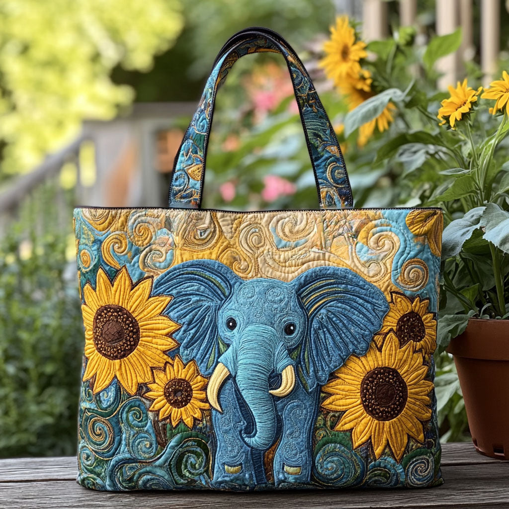 Wilde Olifant Zonnegequilt Tote Bag