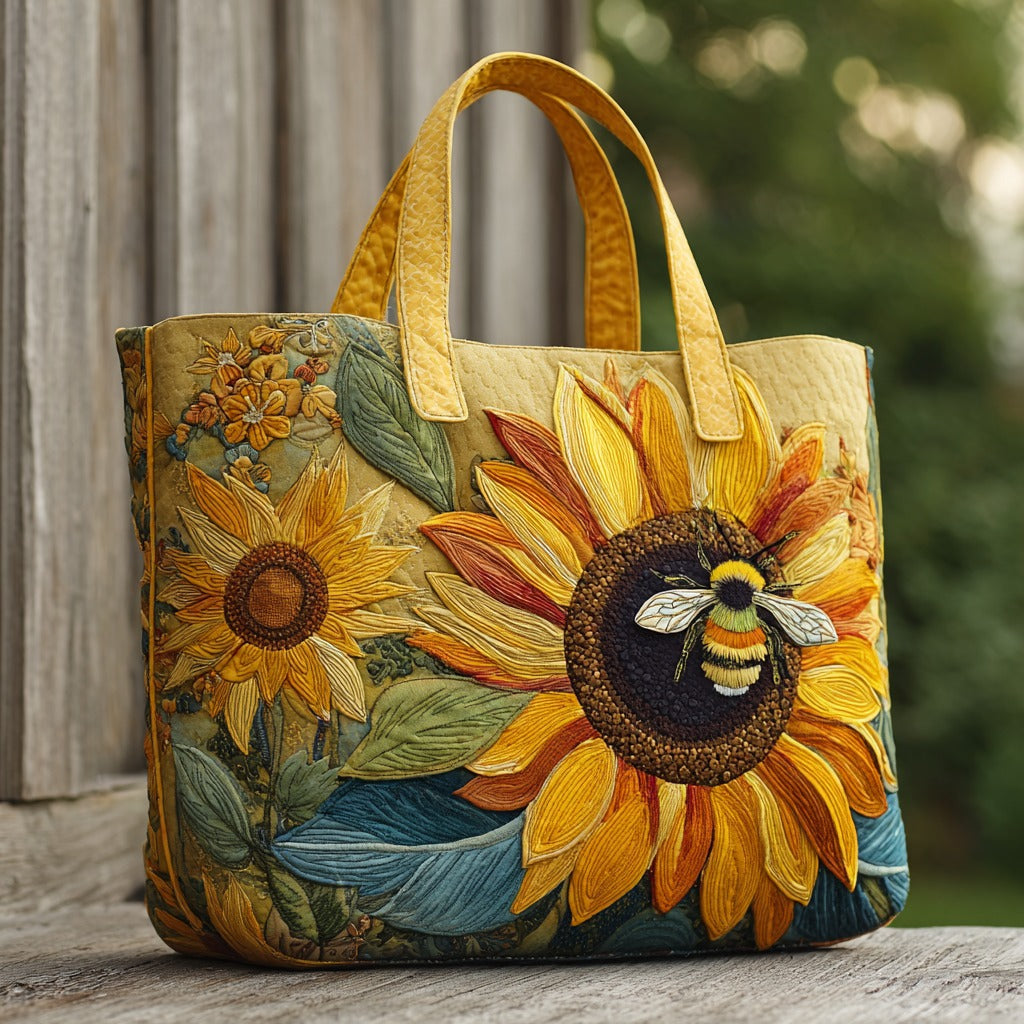 Bijen Zonnebloem Gequilt Tote Bag