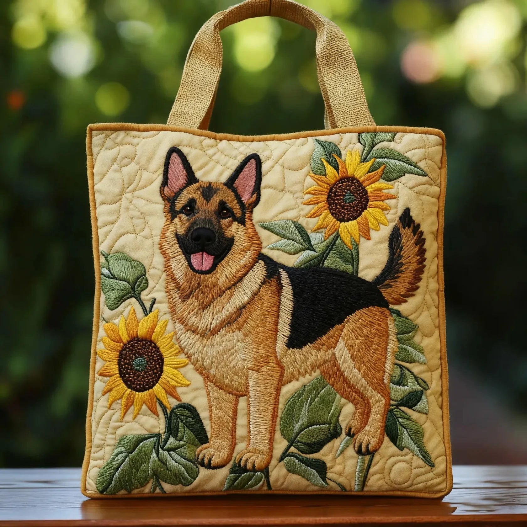 Artisanale Tas - Duitse Herder Bloemmotief