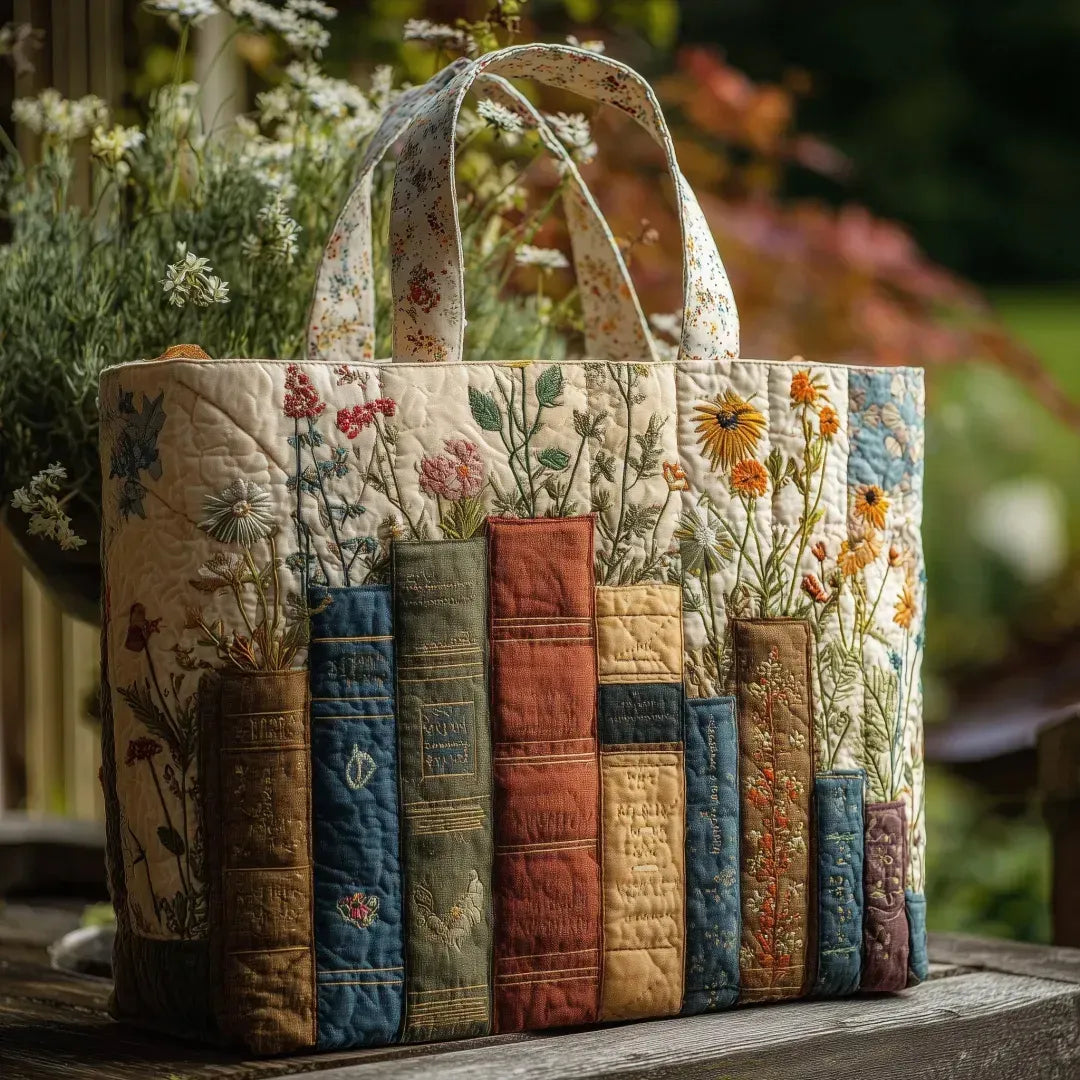 Artisan Gequiltte Tas - Boeken en Bloemen