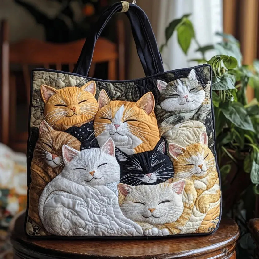 Ambachtelijke Gequiltte Tas - Slapende Kittens