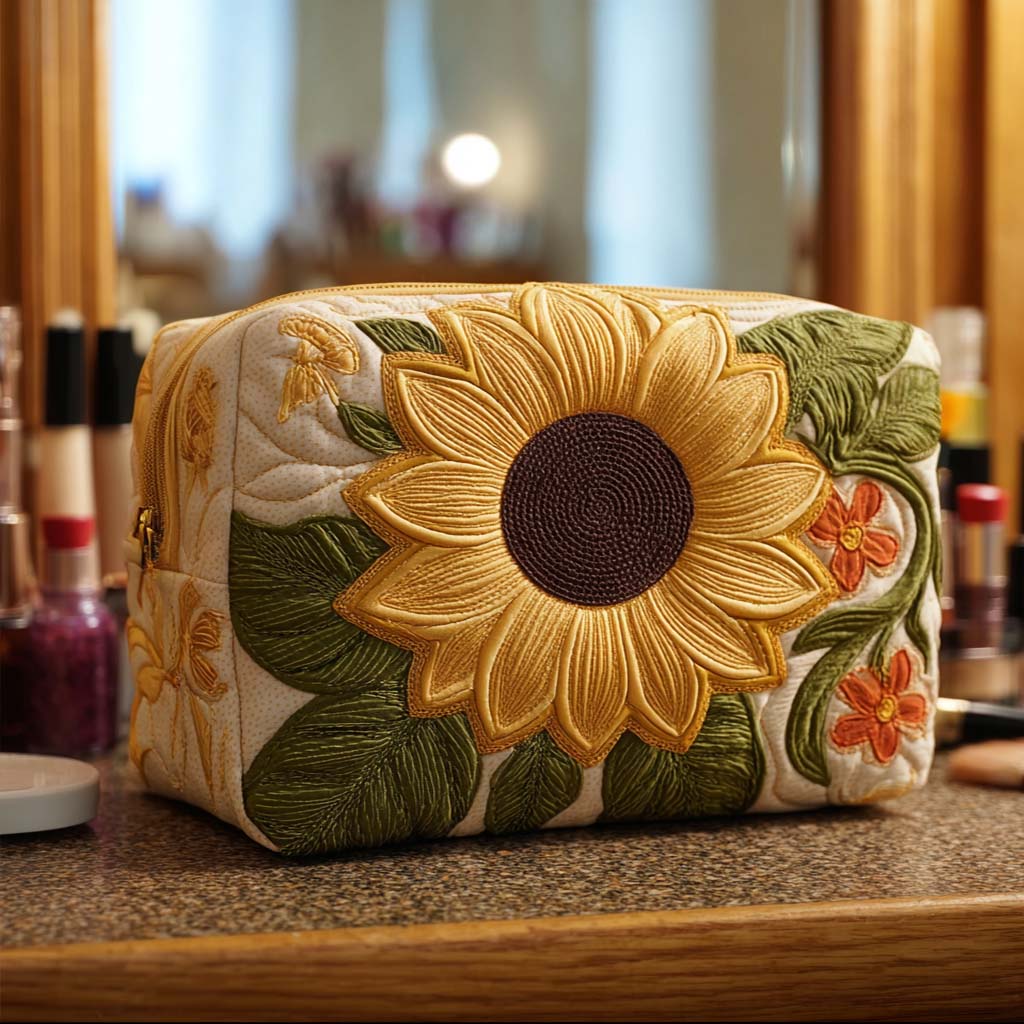 Heldere Bloesem Gequilt Make-up Tas