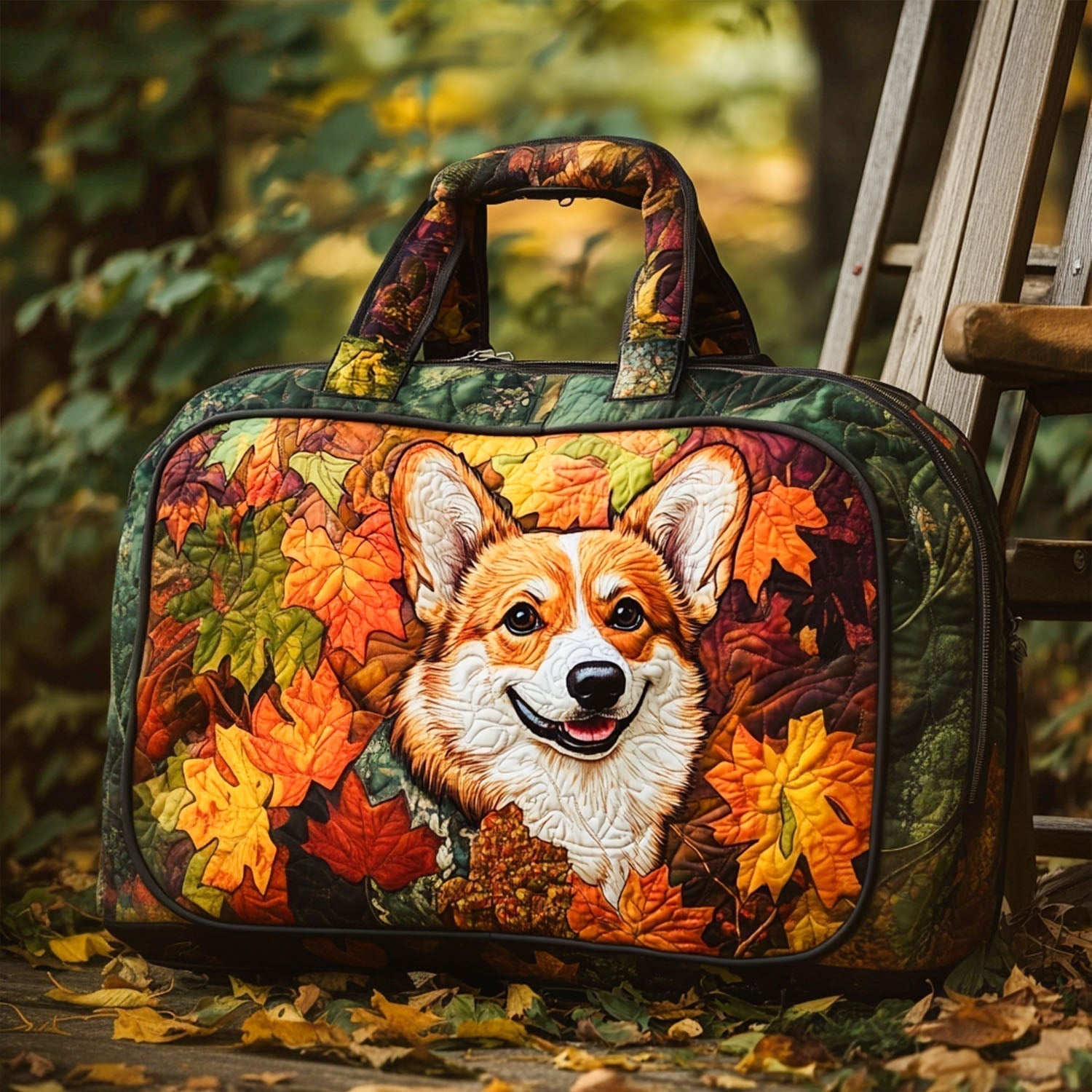 Gezellige Herfst Corgi Gequilt Duffle Bag