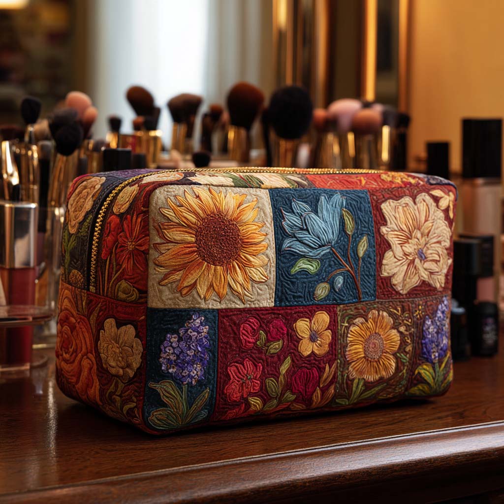 Bloemenprint Gequilt Make-up Tas