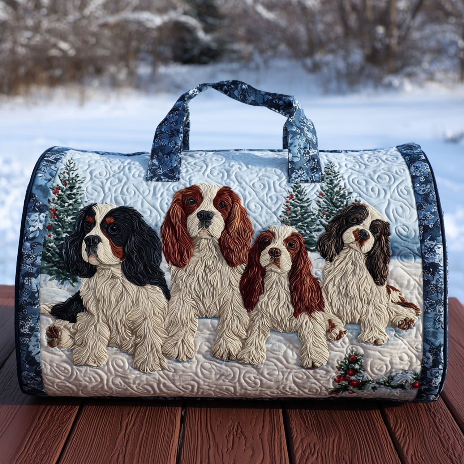Fluffy Spaniel Gequilted Duffle Bag