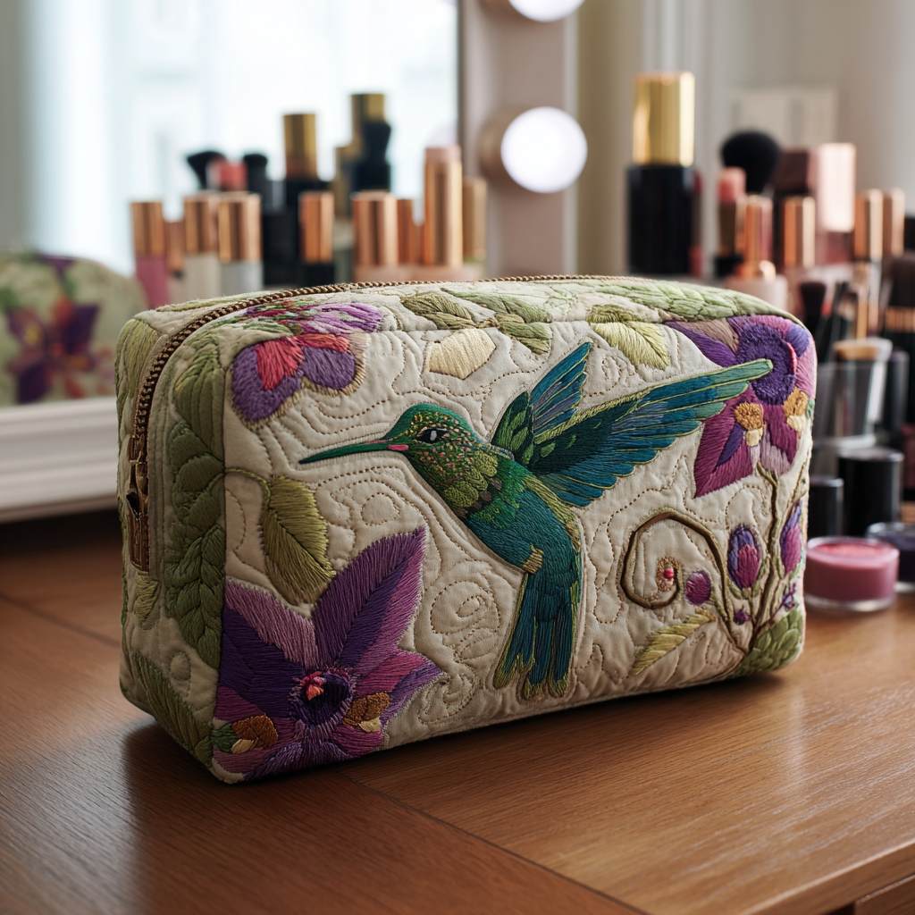Hummingbird Tuin Gequilt Make-up Tas