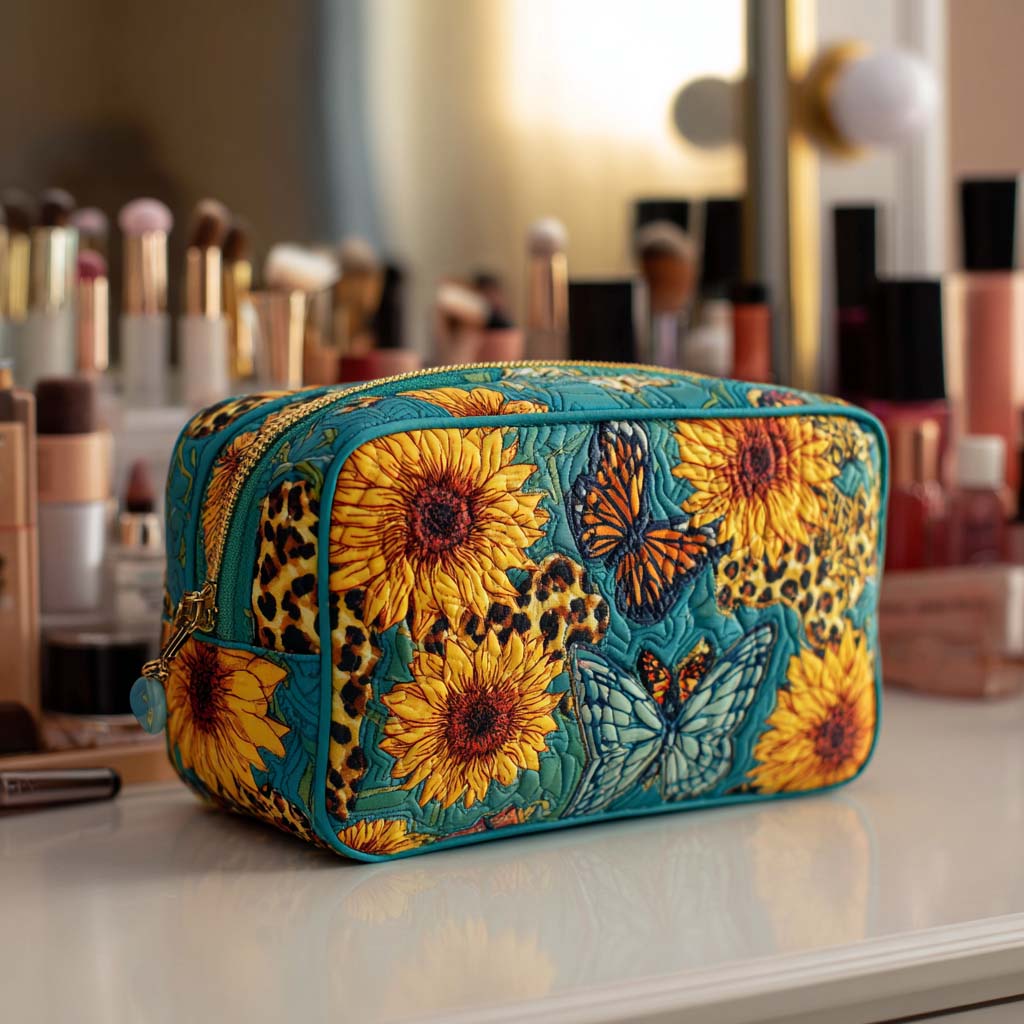 Vrolijke Bloemblaadjes Gequilt Make-up Tas