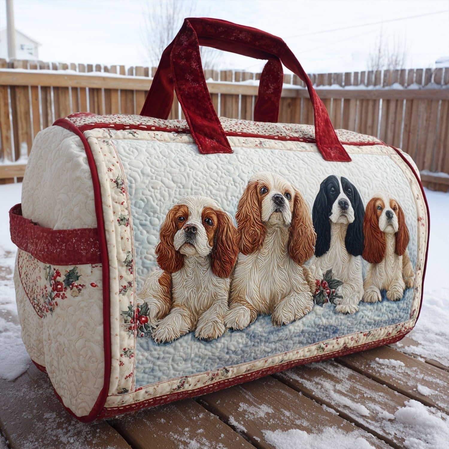 Vrolijke Spaniel Gequilt Duffle Bag