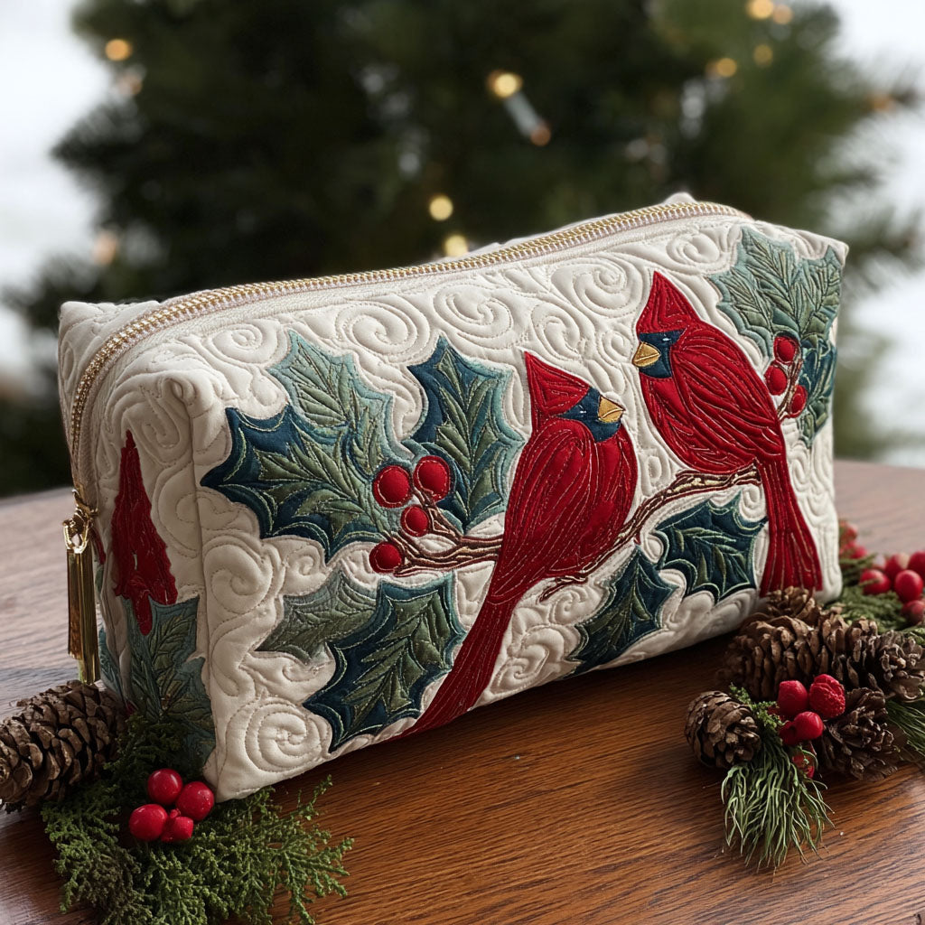 Rode Veren Gequilt Make-up Tas