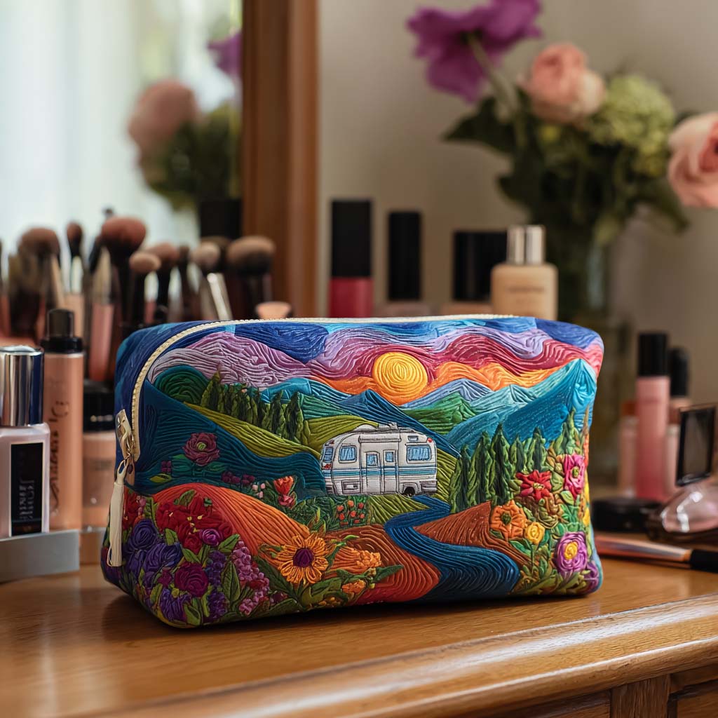 Kleurige Gequilt Make-up Tas