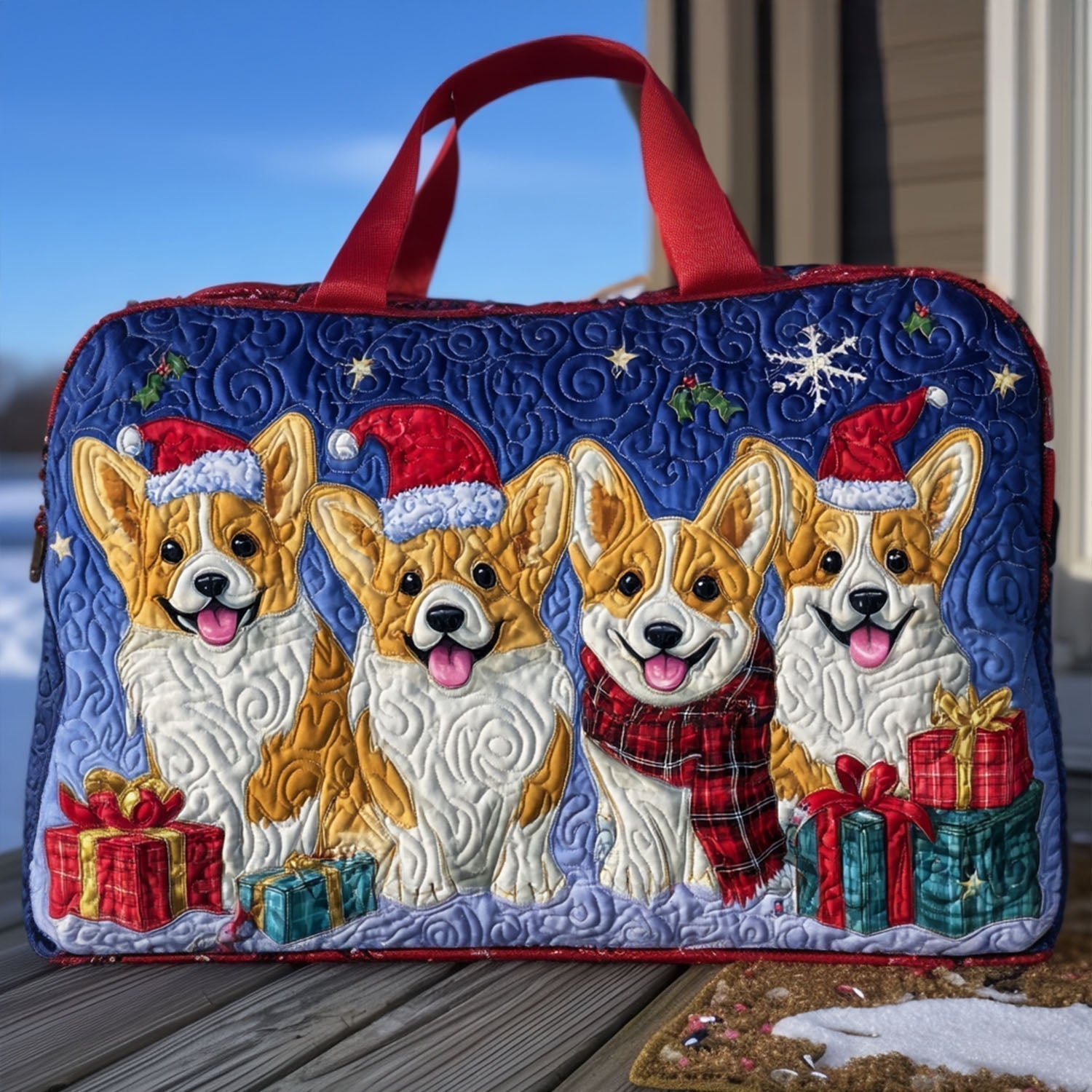 Sneeuwachtige Pootafdrukken Gequilt Duffle Bag