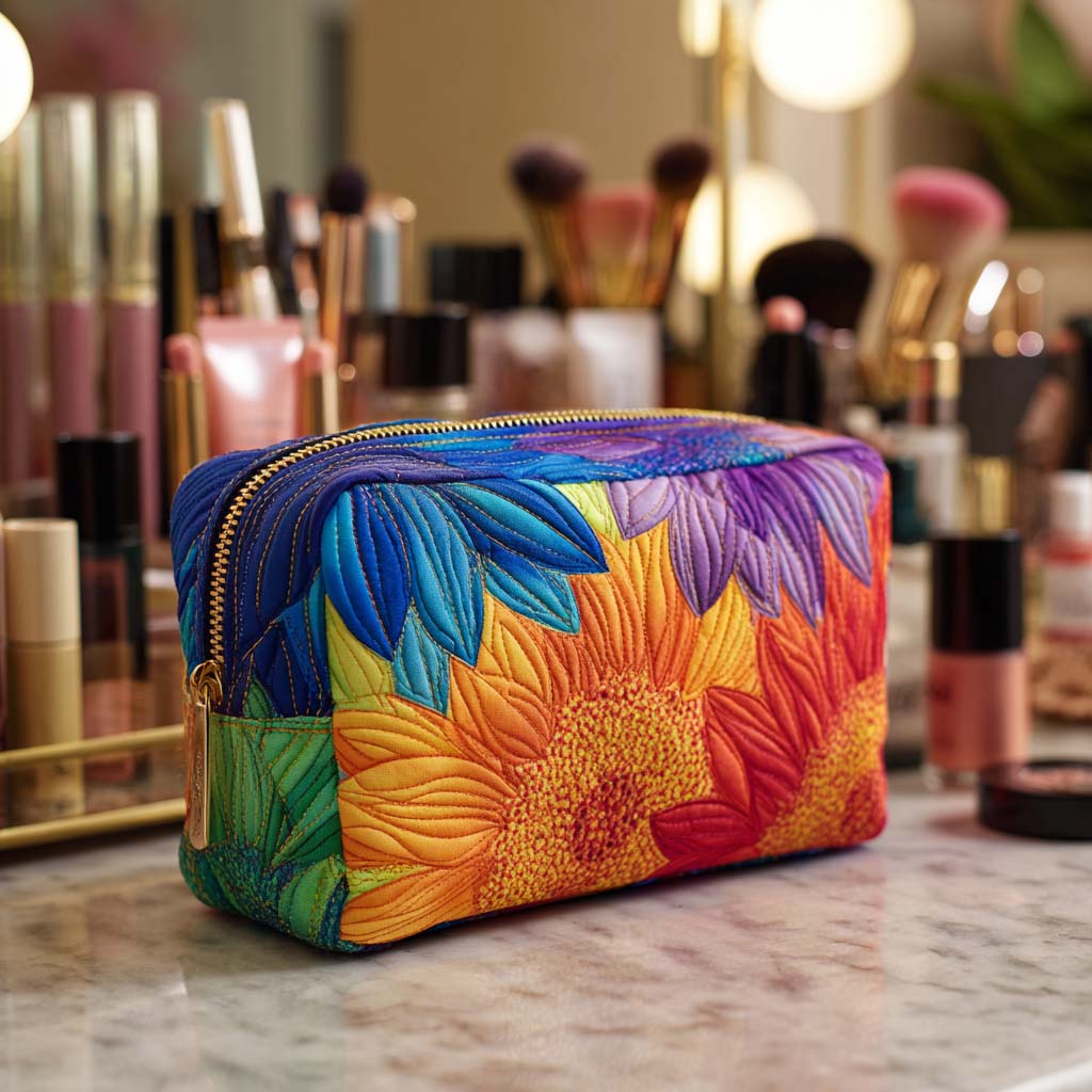 Zomer Bloem Gequilt Make-up Tas