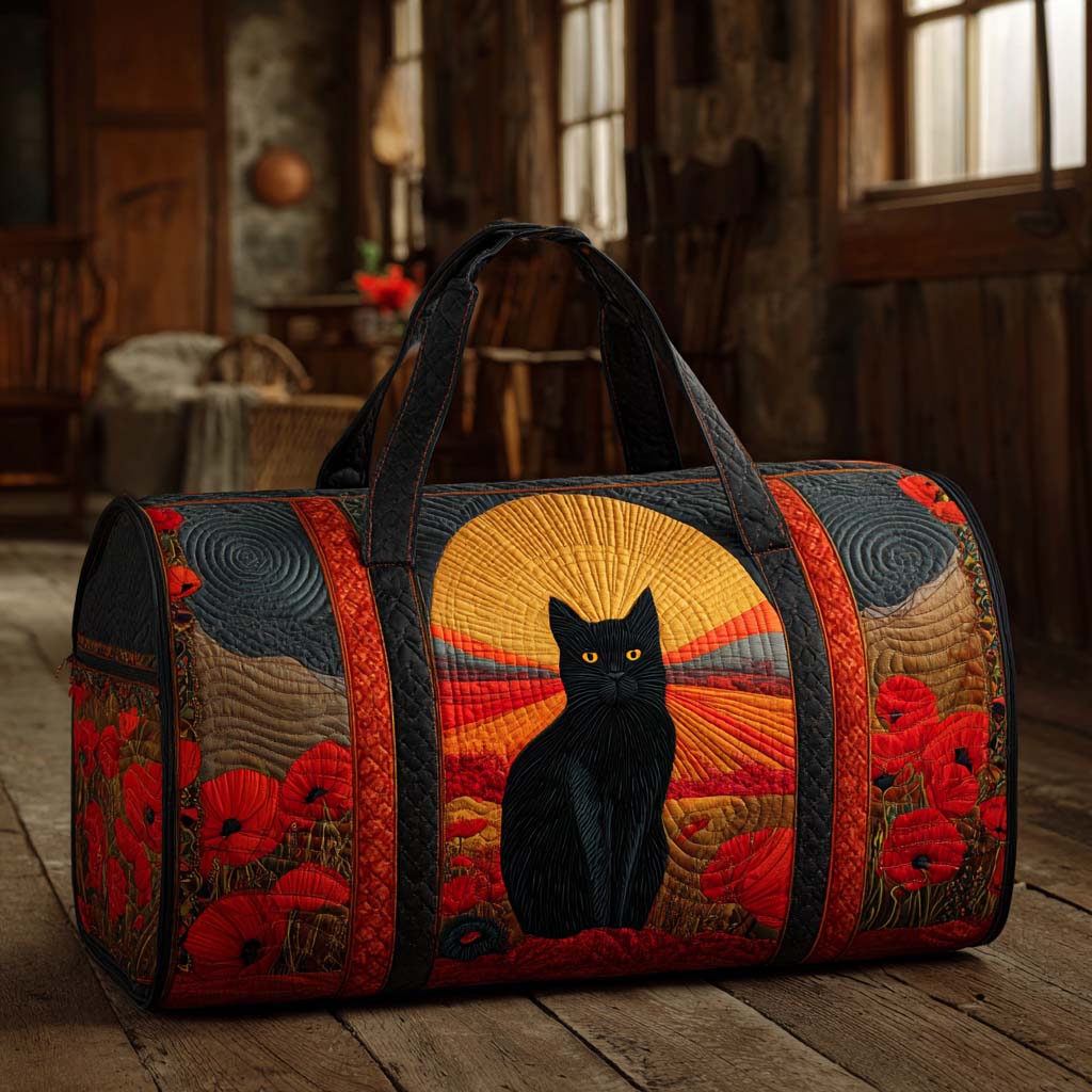 Zonsondergang Kat Gequilt Duffle Tas