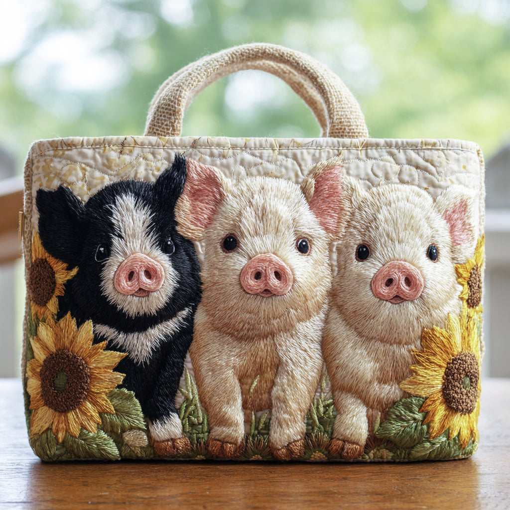Zonnebloem Varkentje Charme Gequilt Tote Bag