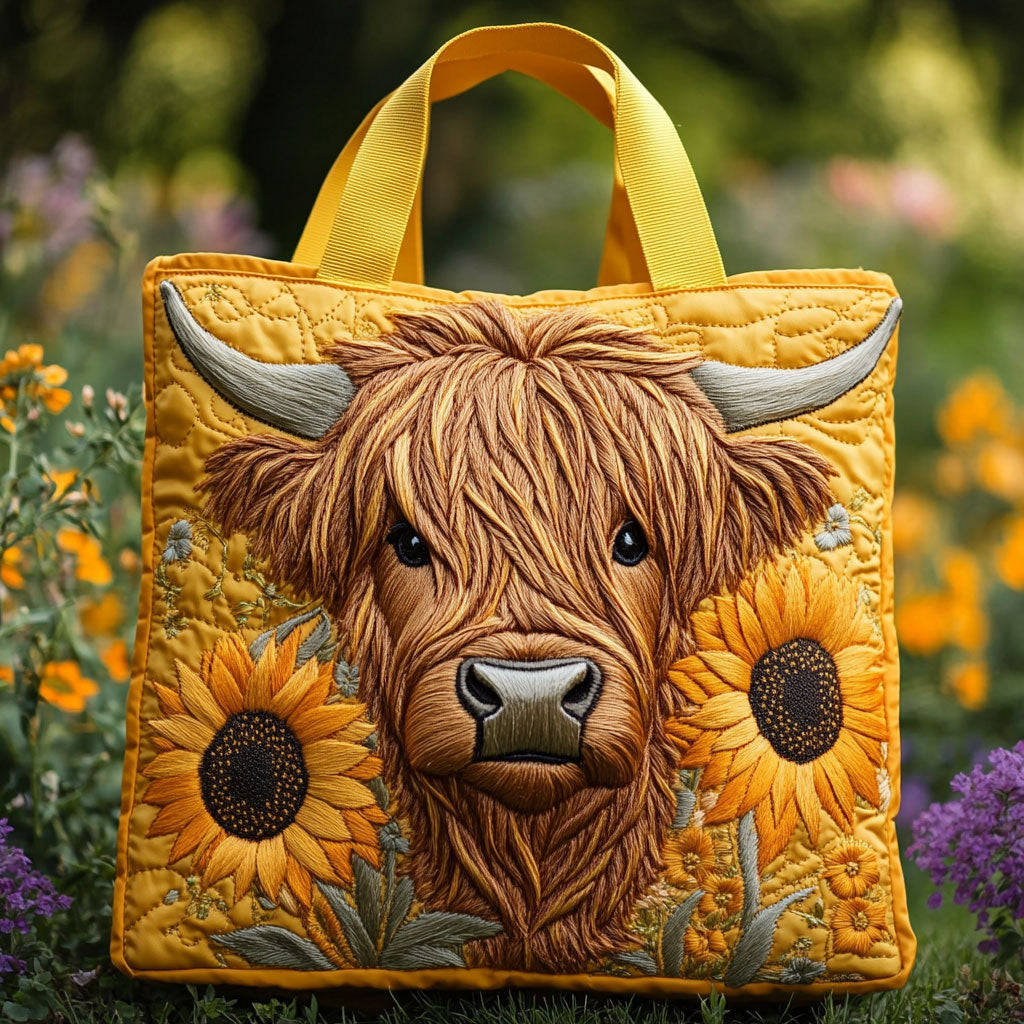 Zonnebloem Koe Gequilt Tote Bag